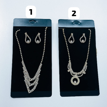 BIJU - CONJUNTO COLAR/BRINCO STRASS PRATA/DOURADO -