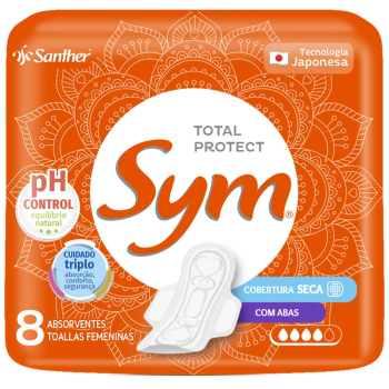 ABSORVENTE SYM COBERTURA SECA COM ABAS C/8