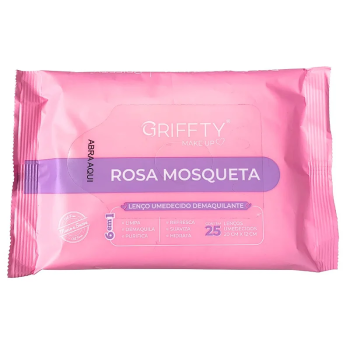 LENÇO DEMAQUILANTE GRIFFTY ROSA MOSQUETA C/25