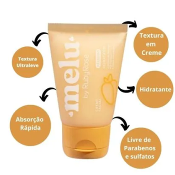 HIDRATANTE FACIAL RUBY ROSE MELU PÊSSEGO 40G