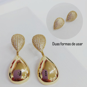 BIJU - BRINCO 2 EM 1 COM STRASS