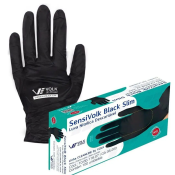 LUVA VOLK NITRILICA SENSI BLACK SEM AMIDO 8 (M) C/100