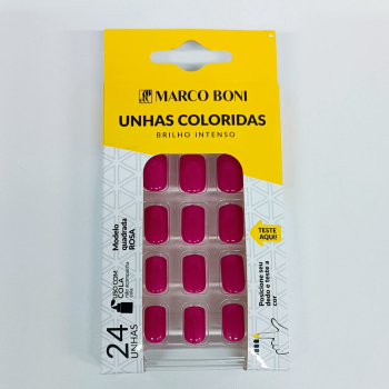 UNHA POSTIÇA MARCO BONI QUADRADA ROSA C/24