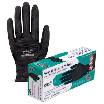 LUVA VOLK NITRILICA SENSI BLACK SEM AMIDO 9 (G) C/100