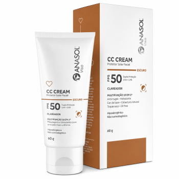 PROTETOR SOLAR FACIAL ANASOL CC CREAM COR ESCURO FPS 50 60G