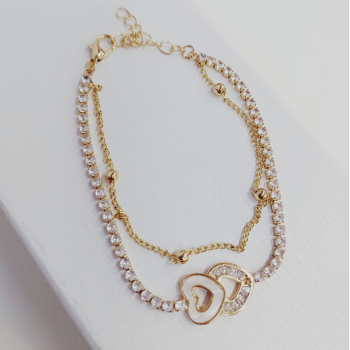 BIJU - PULSEIRA DUPLA COM CORAÇÃO