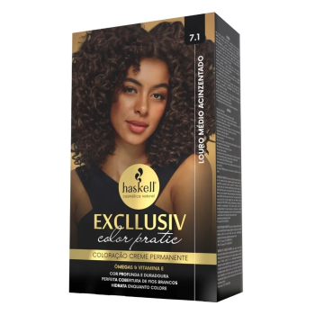 TINTA HASKELL EXCLLUSIV COLOR PRATIC 7.1 LOURO MÉDIO ACINZENTADO