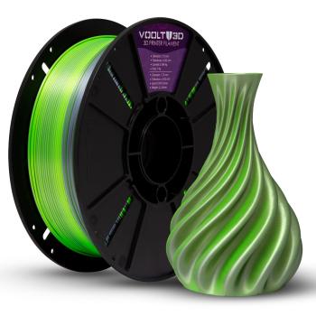 Filamento PLA Duo Color Prata e Verde Neon V-Silk - 1kg