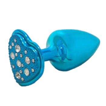 Plug Azul C/ Pedra de Coração Cravejada Hard - HA136A