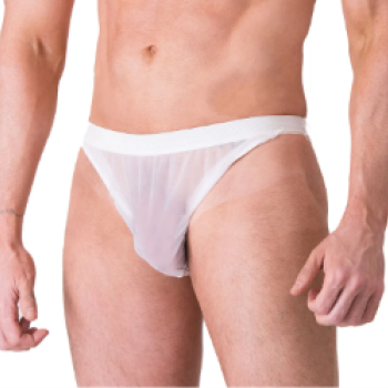 Cueca Tela Com Tule Branco Sexy Fantasy - 1301