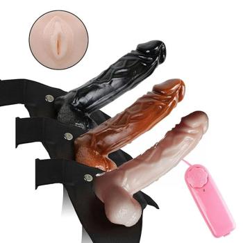 Capa Peniana com Cinta e Vibrador Com Vagina Wear Pênis - 7586