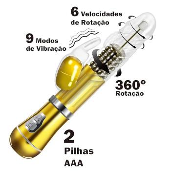 Vibrador Rotativo de Coelho - Cromado - À Pilha