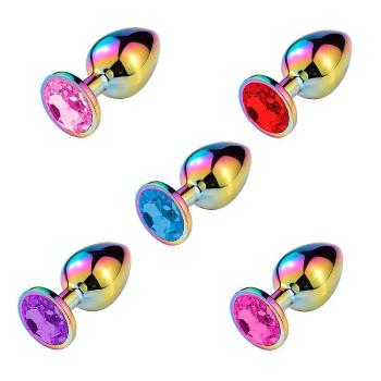 Plug Anal de Aço com Pedra de Cristal Tamanho P - 6594