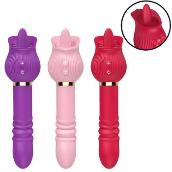 Vibrador de Ponto G e Clitóris / Rosa com Língua e Vai e vem -8884