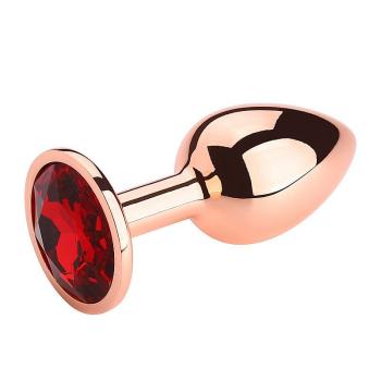 Plug Anal de Aço Rose com Cristal Vermelho Tamanho P - 7443