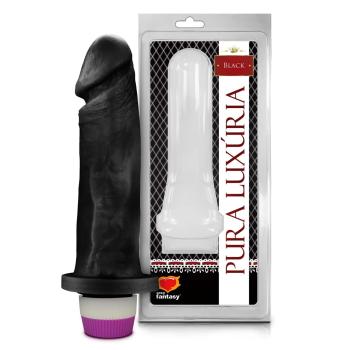 Pênis Realístico Preto S/ Escroto C/ Vibro 18 x 4,5cm Sexy Fantasy - PCP014