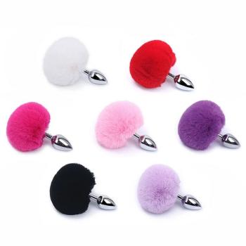 Plug Anal Pompom Em Aço 