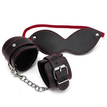 Kit Sado com Algema e Venda Preto SI - 8133