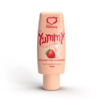 Gel Térmico Yummy Morango com Champagne 15ml Beijável Sexy Fantasy - 41490