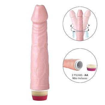 Pênis Realístico com Vibrador Rotativo à pilha 22,5 x 4,3cm - 8222