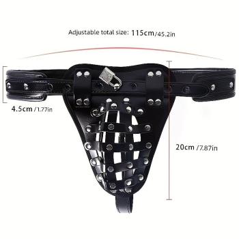 Cinto de Castidade em Couro Formato Cueca Ajustável SI - 9652