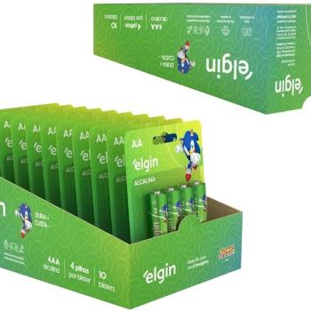PILHA AA ALCALINA CAIXA COM 10 CARTELAS COM 4 PEÇAS ELGIN 17897013534192