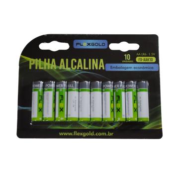 PILHA PEQUENA AA ALCALINA FLEXGOLD CARTELA 10 PEÇAS LR6 7908417102429