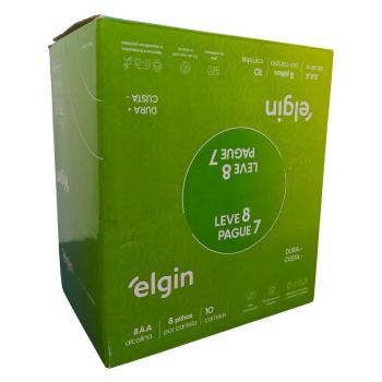 PILHA AA PEQUENA ALCALINA CAIXA 80UN CARTELA LEVE 8 PAGUE 7 ECONOMICA ELGIN 17908412502047