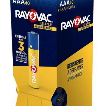 PILHA PALITO AAA ZINCO CAIXA 40 UNIDADES RAYOVAC 7896009761928