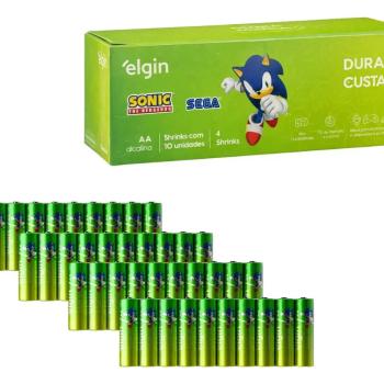 PILHA AA PEQUENO ALCALINA CAIXA COM 40 PEÇAS BLISTER DE 10 PEÇAS ELGIN 17908412546706