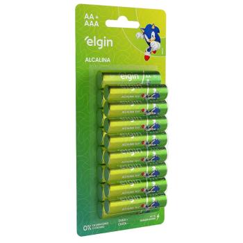 CARTELA PILHAS 8UN AAA PALITO + 8 AA PEQUENA ALCALINA ELGIN 7908412520259