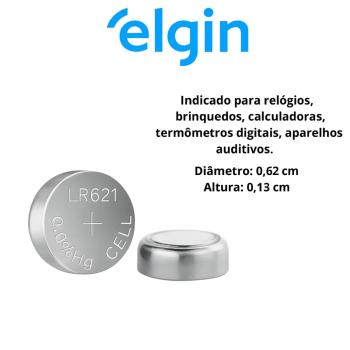 BATERIA BOTAO LR621 1.5V C/2 - ELGIN 7897013574573