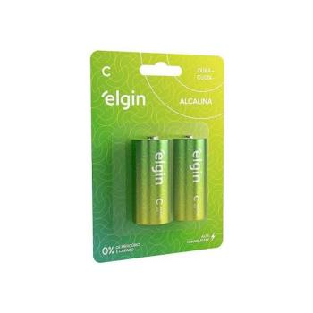 PILHA C MÉDIA ALCALINA CARTELA C/ 2PÇS  ELGIN 7897013534225