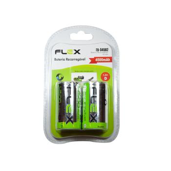 PILHA RECARREGÁVEL D 4500MAH NI-MH 2 UN FLEXGOLD 7908417101804
