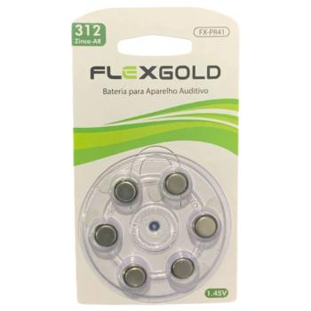Pilha Bateria Auditiva 312 Pr41 Flexgold Cartela 6 peças 7898615150936