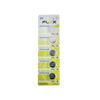 BATERIA CR1620 3V CARTELA C/ 5 PEÇAS FX-CR1620 FLEXGOLD 7908417101897