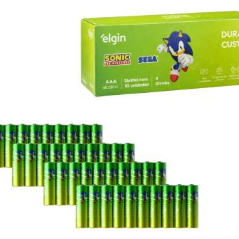 PILHA AAA PALITO ALCALINA CAIXA COM 40 PEÇAS BLISTER COM 10 PEÇAS ELGIN 17908412546720