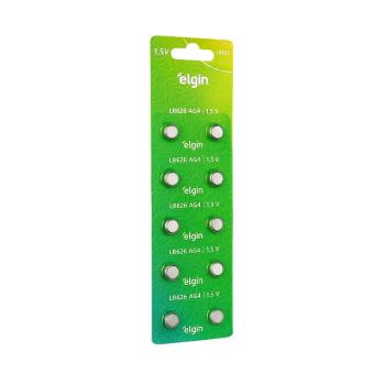 BATERIA LR626/AG4 1.5V CARTELA 10 PEÇAS ELGIN 7897013574016