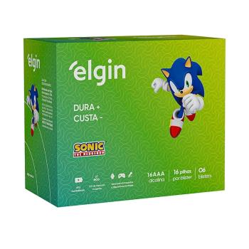 PILHA AAA PALITO LR03 ALCALINA CAIXA COM 6 CARTELAS COM 16 PÇS ELGIN 17908412543965