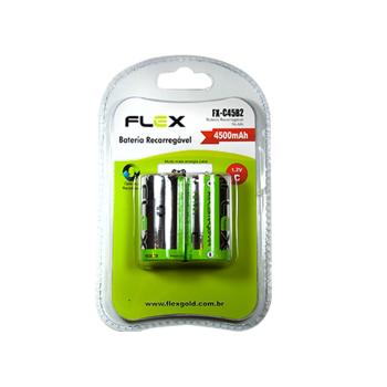 PILHA MÉDIA C RECARREGÁVEL 4500MAH FX-C45B2 CARTELA 2 PEÇAS FLEXGOLD 7908417122823
