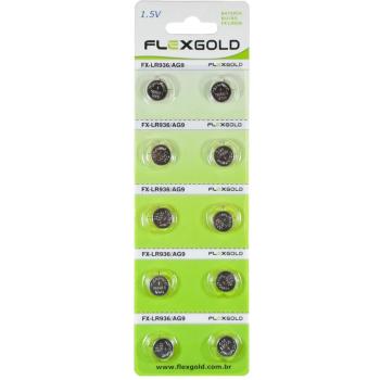 BATERIA BOTAO FX-LR936 1.5V C/2 - FLEX LA 10 PEÇAS FX-LR936 FLEXGOLD 7908417103365