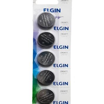 BATERIA CR2477 3V LITIO CARTELA COM 5 PEÇAS ELGIN 7897013573996