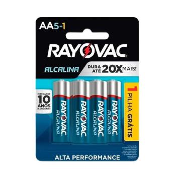 PILHA AA PEQUENA ALCALINA CARTELA 6 PEÇAS RAYOVAC 7896009760662