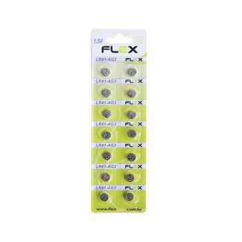 BATERIA LR41/AG3 1.5V CARTELA 14 PEÇAS FX-LR41 FLEXGOLD 7908417101774