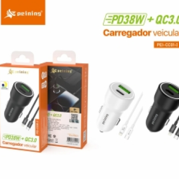 Carregador Veicular USB+TPC 38W - Peining