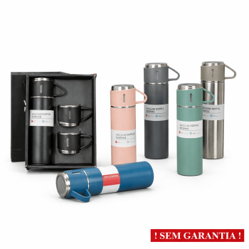 KIT GARRAFA TERMICA 500ML + 3 XICARAS