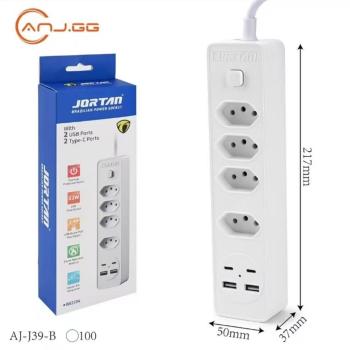 Extensão 4 tomadas e proteção contra curto-circuito (DPS) 110/220 V jehnny
