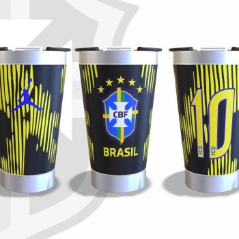 COPO 473ML PERSONALIZADO 3D Brasil Azul COM TAMPA E ABRIDOR