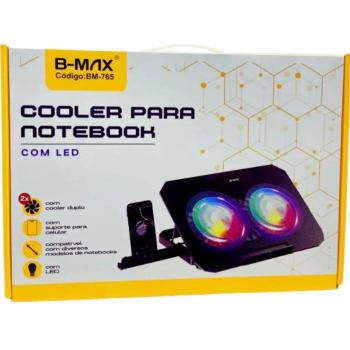 Suporte Cooler Para Notebook Com Suporte de Celular Base Led Refrigerada Ventilação Silenciosa B-max BM765