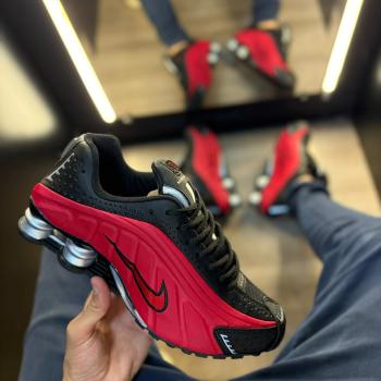 NIKE SHOX R4 PRETO/VERMELHO